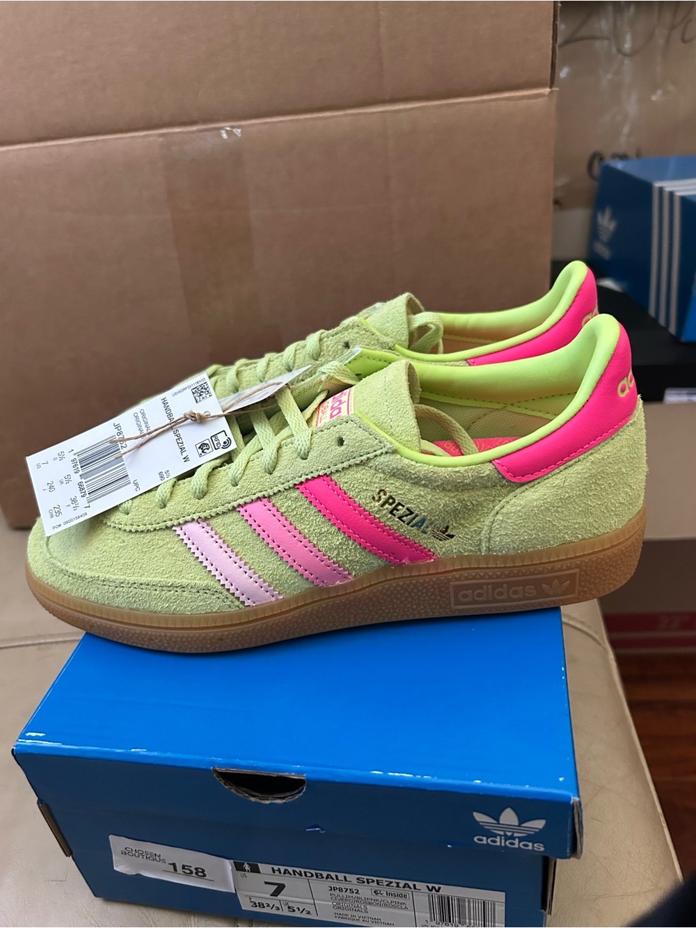 adidas Handball Spezial Women's Lime Green & Pink Suede Sneakers